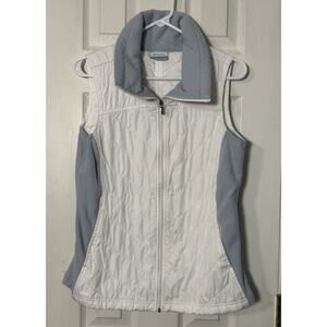 Columbia Women's Medium Fleece Sides Quilted Zip Vest Grey & White